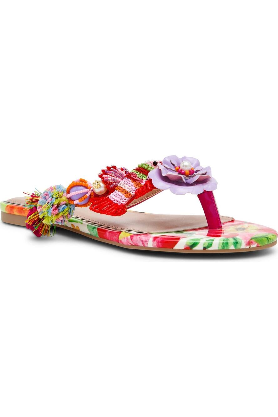 Betsey Johnson Doloris Bead & Sequin Flip Flop Fish Floral Size 9 NIB